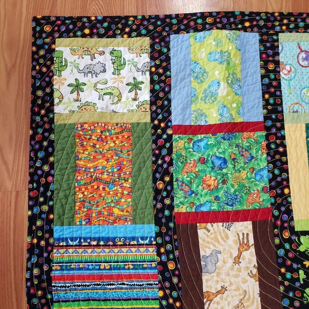 Handmade Crib Blanket Wall Quilt Patchwork‎ Ocean Life Jungle Animals 33